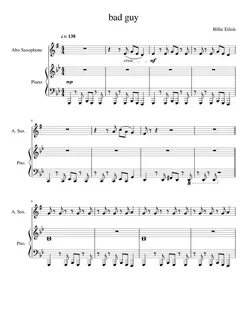 Bad guy Alto Sax Sheet music for Piano, Saxophone alto (Solo