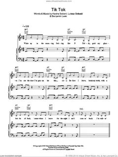 Kesha - Tik Tok sheet music for voice, piano or guitar v2