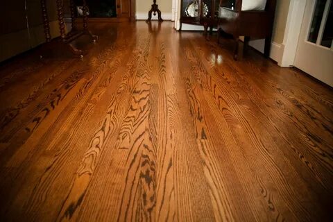Beautiful solid red oak floors, stained spice brown Red oak 