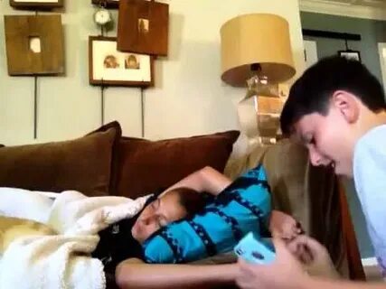 Clever, funny brother outsmarts his sleeping sister on her -