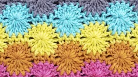 钩 针 花 样 系 列.一 款 绚 烂 的 彩 色 菊 花 针 教 程.看 着 心 情 都 会 变 灿 烂 Croche