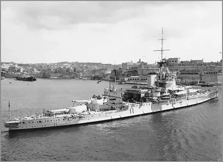 HMS battleship "Warspite" entering the Grand Harbour of Vall