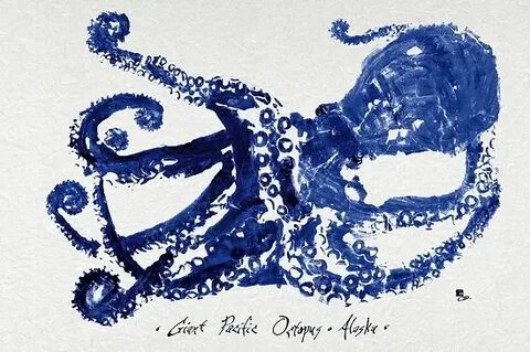 giant pacific octopus Gyotaku, Octopus art, Fish print