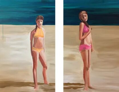 Beach Girls (diptych) Painting by Linda Kosoff Saatchi Art
