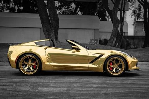 Widebody Corvette C7 With Gold Wrap And Huge Forgiato Rims I