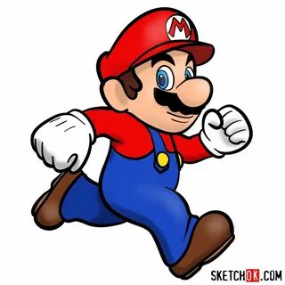 How to draw Super Mario running - Sketchok easy drawing guid