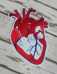 Anatomical Red Heart Extra Iron on Patches Embroidered Badge