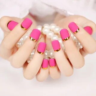 Hot Pink French Tip Nails : The two at the top are the ones 