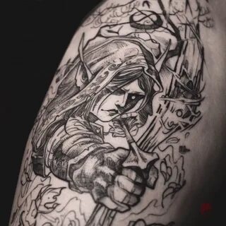 Rei's Illustrative Tattoos - First session on this dark elf 