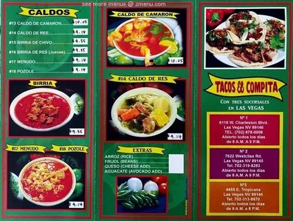Меню ресторана Tacos el compita, Лас-Вегас, W Charleston Blv