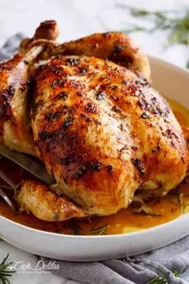 Garlic Herb Butter Roast Chicken - Cafe Delites Baked whole 