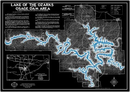 Vintage Lake of the Ozarks Map Brilliant Reverse with Cove N