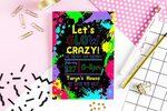 Neon Party PRINTED Invitation Glow-in-the-Dark Party Etsy Ка