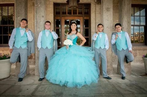 Quinceañera with chambelanes picture Quince dresses, Quincea