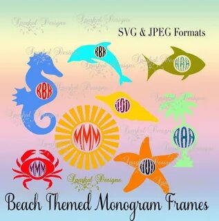 Beach Monogram SVG Frames Summer Sea Horse Crab Dolphin Etsy