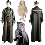 Movie Albus Dumbledore Cosplay Costume Robe Wig Mustache Dum