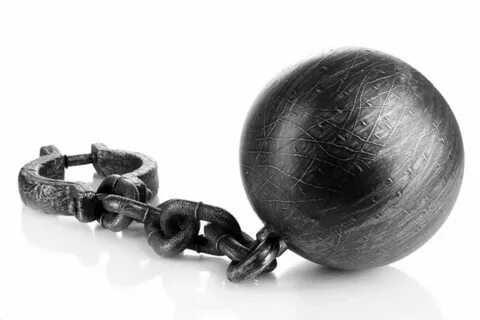 Ball and chain isolated on white Stock Photo by © belchonock