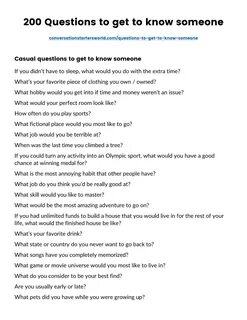 200 Questions To Ask To Get To Know Someone Better