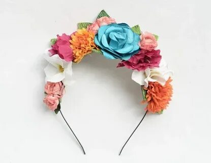 Frida Kahlo Colorful Floral Headband Flower by BloomDesignSt