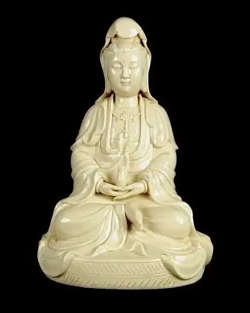 Blanc de Chine Kwan Yin Statue 9 Lotus Throne Porcelain