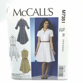 McCalls 7351 Plus Size Dress 14 22 Uncut Sewing Pattern Shir