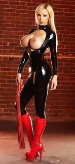 Sexy latex girl boob burst out