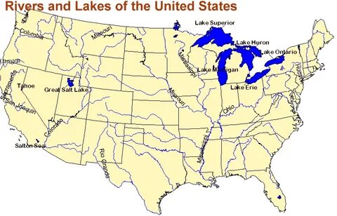 Rivers and Lakes of the United States Map Map skills, Teachi