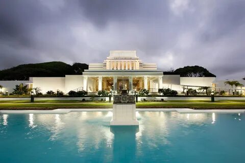 Laie Hawaii Temple in the Evening