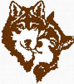 Kawaii Pixel Art Grid Wolf - Floss Papers