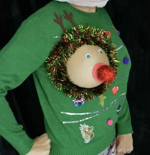 Ugly Christmas Sweater, Reindeer Boob. 
