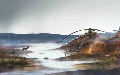 Download wallpaper swamp, dog, helicopter, pustosh, section 
