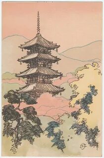 Pagoda, Nara Japanese art prints, Japanese art, Japan art