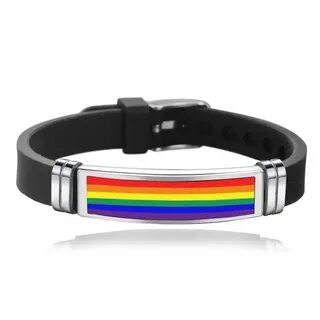 Lgbt Gay Pride Stainless Steel Bracelet With Silicone Strap 