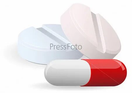 Medicament: two pills and capsulesover. Vector.