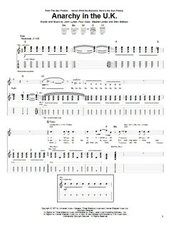 Sex Pistols "Anarchy In The U.K." Sheet Music Notes Download