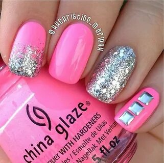 #nails Pink glitter nails, Pink nails, Glittery nails