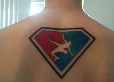 Superman USA wrestling back piece tattoo Back piece tattoo, 