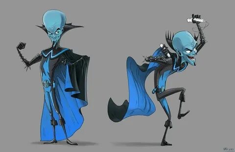 Megamind inspired by the designs of comic book art villains 