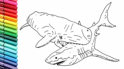 Drawing and Coloring Levyatan Whale vs Megalodon Shark - Sea
