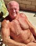 Amateur gay grandpa using a sex swing