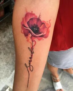 watercolor poppy tattoo © tattoo artist Anita Olivetti_tatto