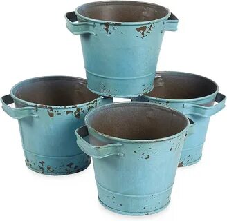 4 Pack Small Galvanized Buckets Vintage Tin Today's only Pai