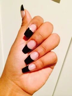 Black French Tipped Nails - easynails.xyz Coffin shape nails