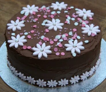 Chocolate and Pink Flower Birthday Cake 60th birthday cakes,