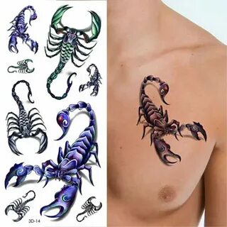 3D Красочные Скорпион водонепроницаемые тату-стикеры Временн