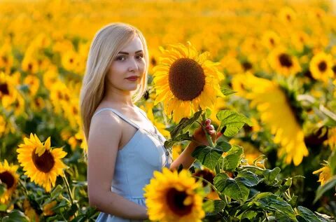 #546676 Sunflower, Blonde, Model, Summer, Girl, Lipstick, Fl