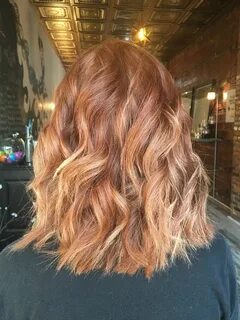 Natural red hair with subtle blonde bayalage / highlights my