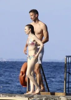 Lily Collins Bikini Candids - Beach in Ischia, Italy 07/17/2