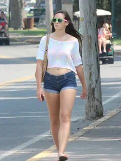 stylish college babe in jean shorts Candid Shiny Girls