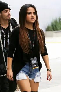 Becky G in Jeans Shorts at the Staples Center in Los Angeles